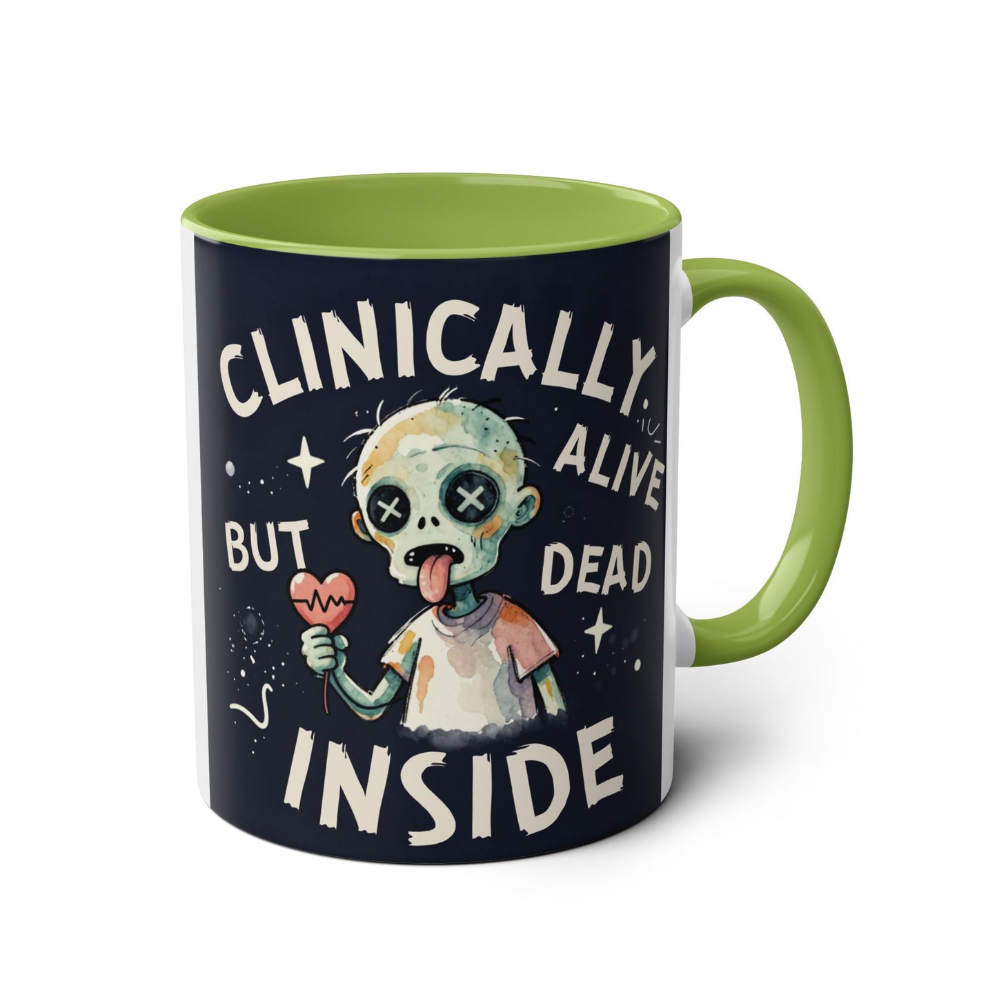 Dead Inside Mug | Funny Zombie Coffee Cup | Low Battery Brain Design