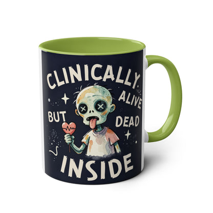 Dead Inside Mug | Funny Zombie Coffee Cup | Low Battery Brain Design