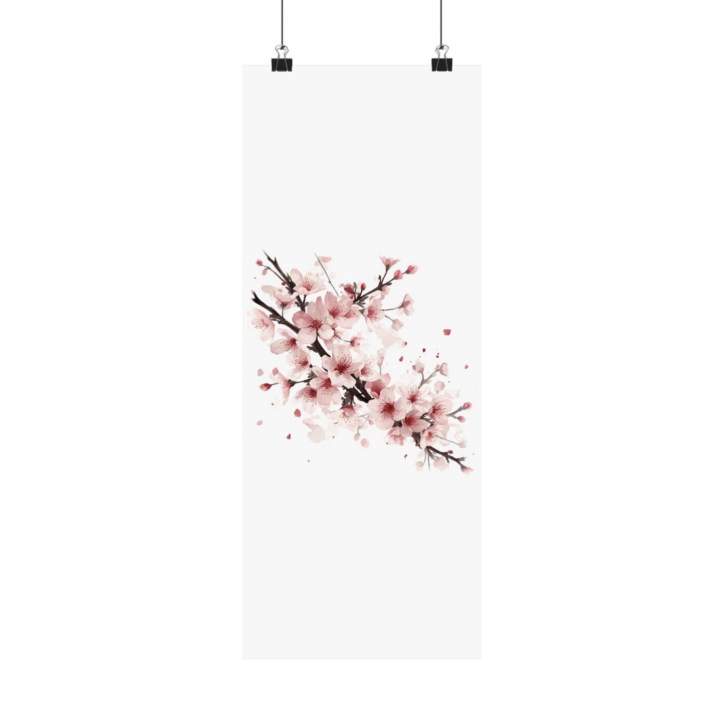 Chinese Cherry Blossom Wall Art | Watercolor Sakura Print, Oriental Floral Poster