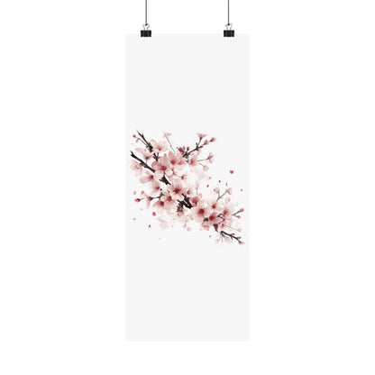 Chinese Cherry Blossom Wall Art | Watercolor Sakura Print, Oriental Floral Poster