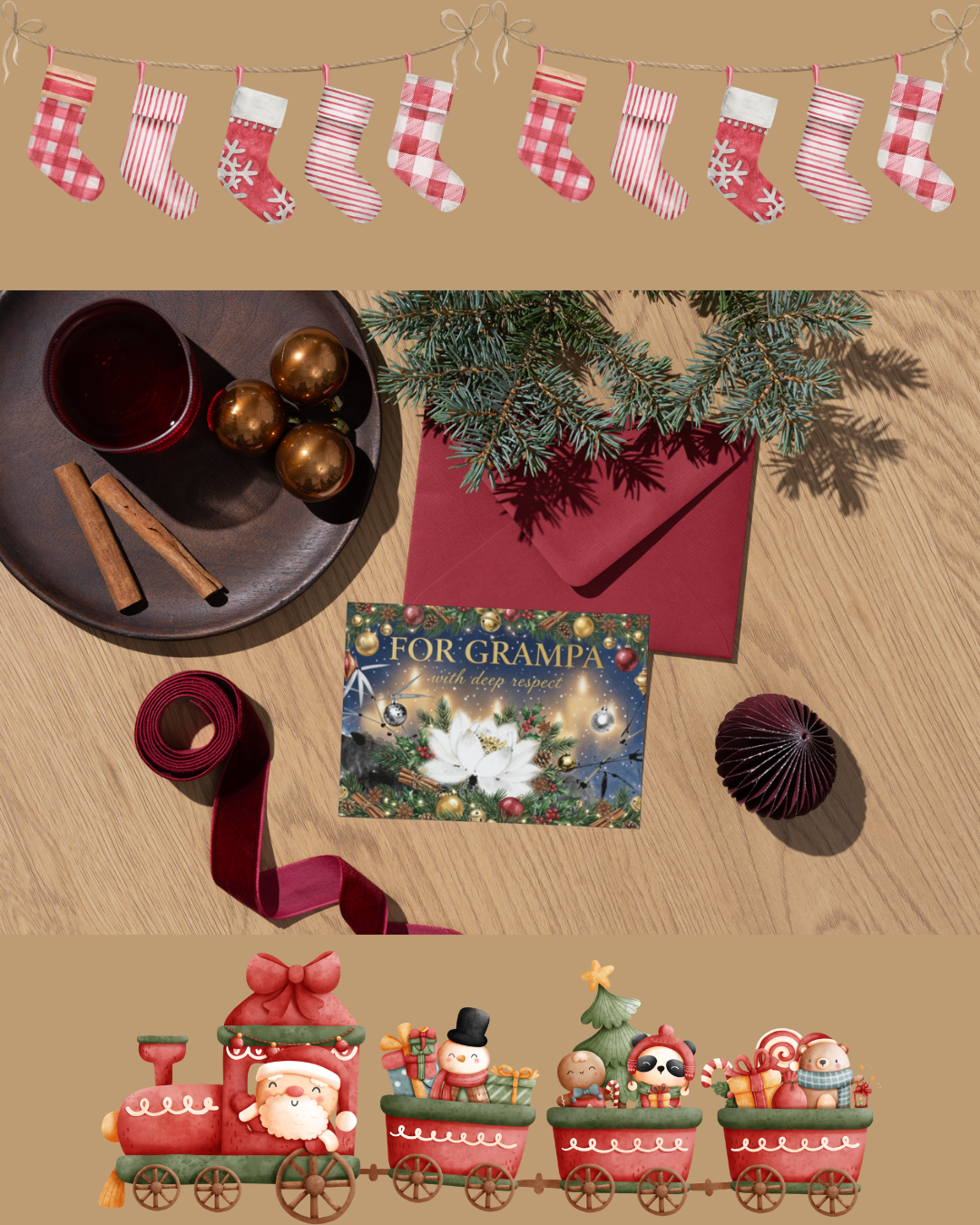 For Grampa Luxury Christmas Card – Printable Digital Download (A6/A5)