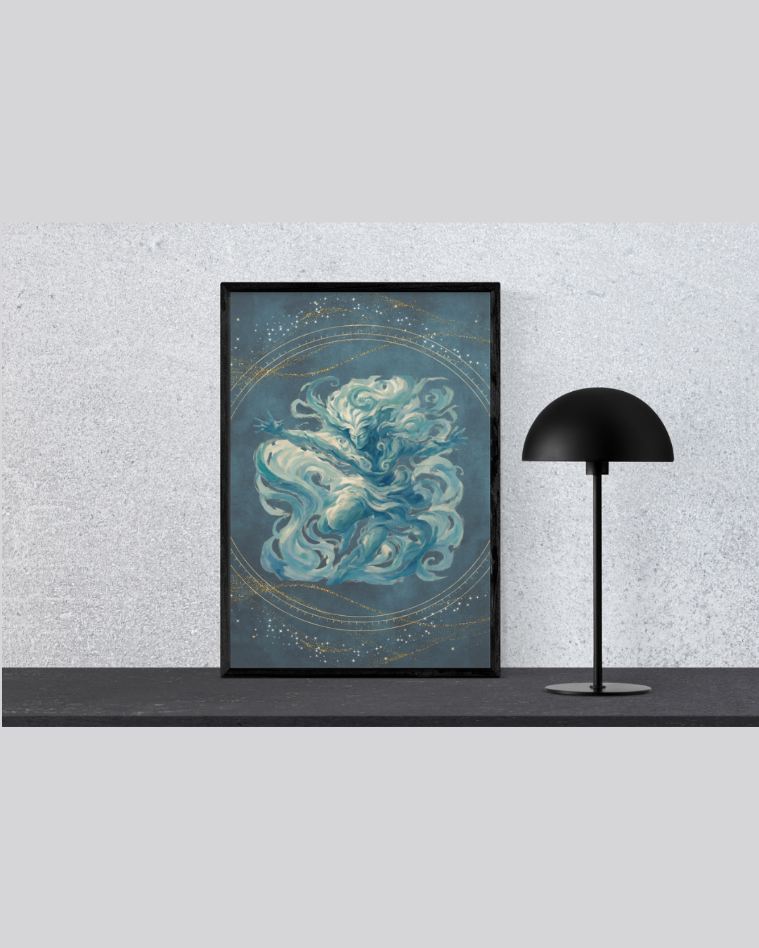Celestial Cloud Spirit Art Print | Luxury Sky God Wall Decor, High-End Wind Elemental Digital Download PNG