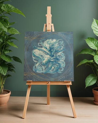 Celestial Cloud Spirit Art Print | Luxury Sky God Wall Decor, High-End Wind Elemental Digital Download PNG
