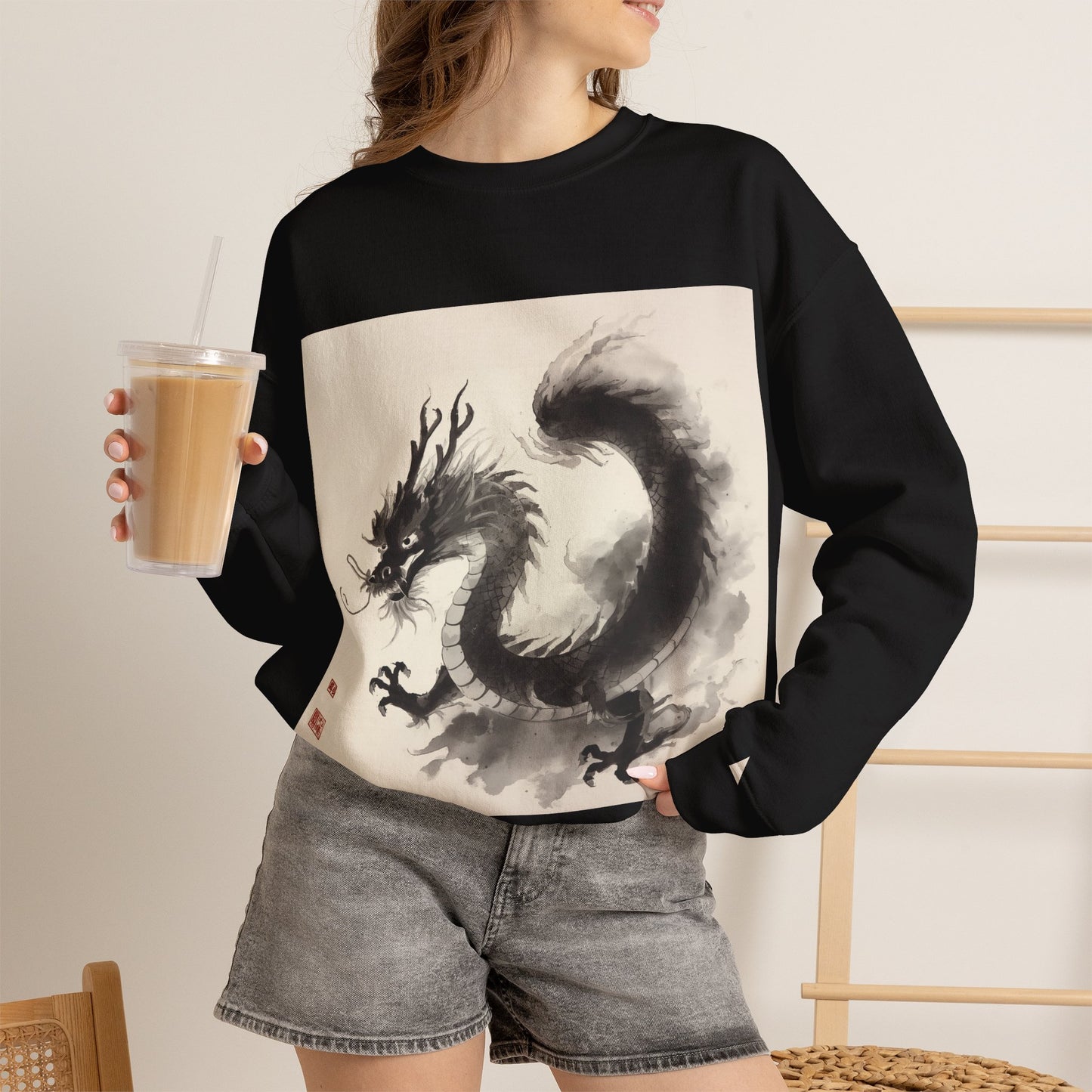Dragon Ink Art Hoodie – Japanese Style Streetwear Sweatshirt | Unisex Black Hoodie