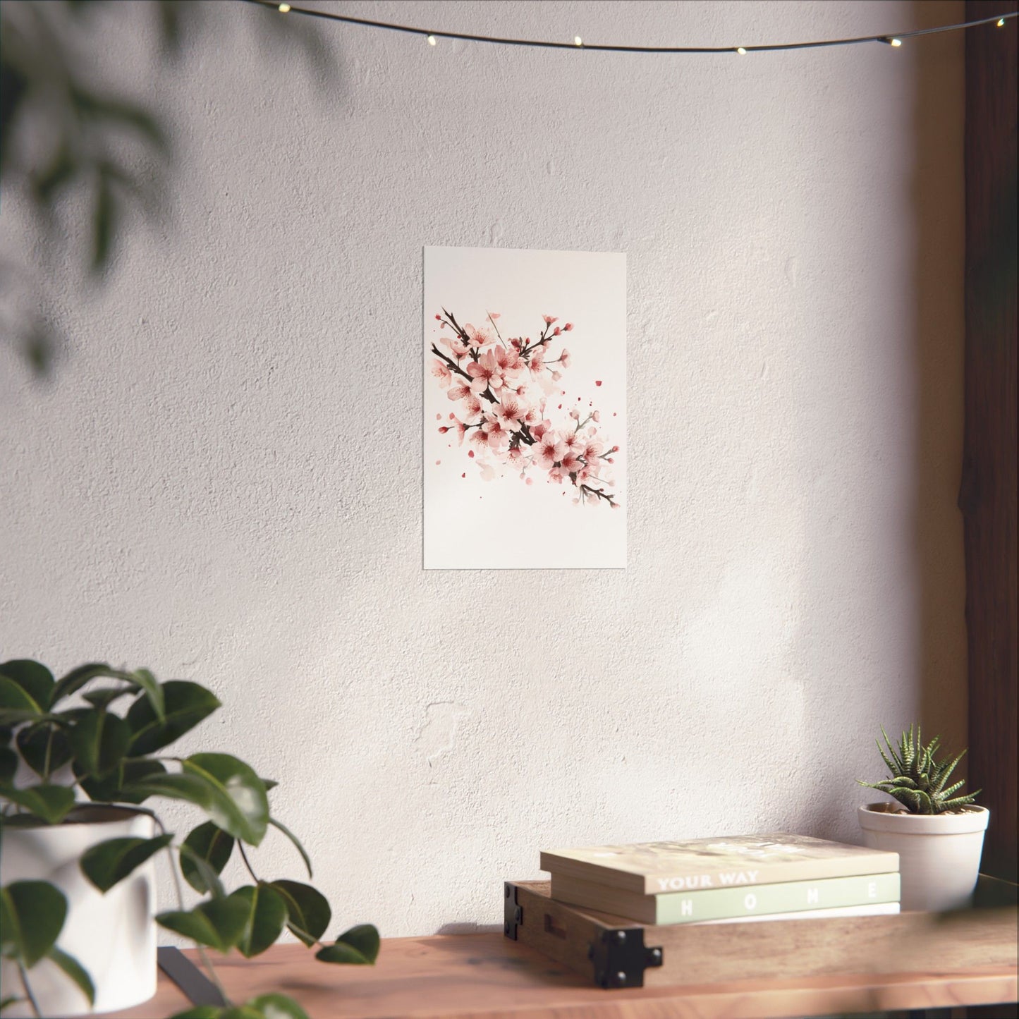 Chinese Cherry Blossom Wall Art | Watercolor Sakura Print, Oriental Floral Poster