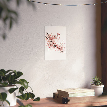 Chinese Cherry Blossom Wall Art | Watercolor Sakura Print, Oriental Floral Poster
