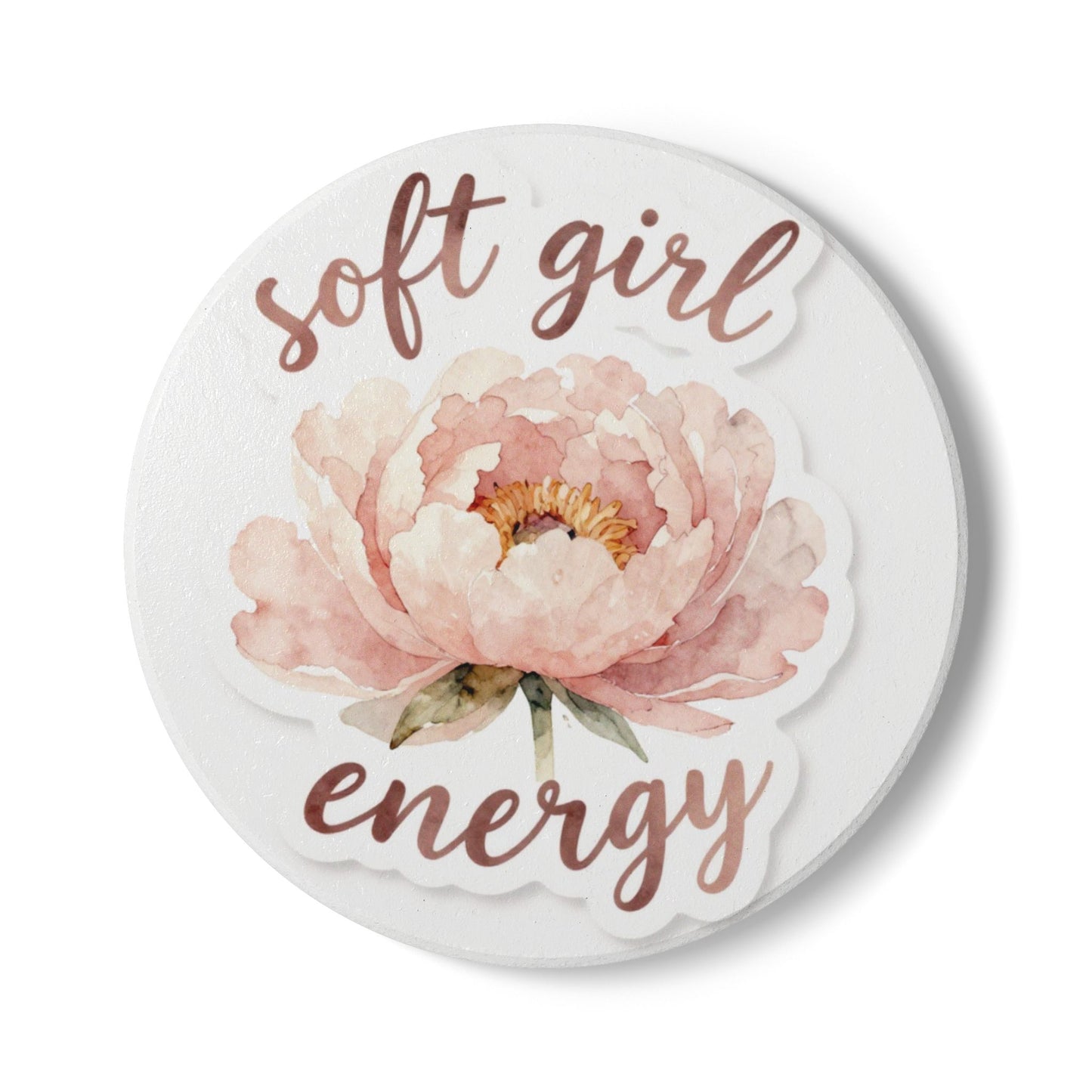 Soft Girl Energy Ceramic Coaster | Floral Peony Drink Mat