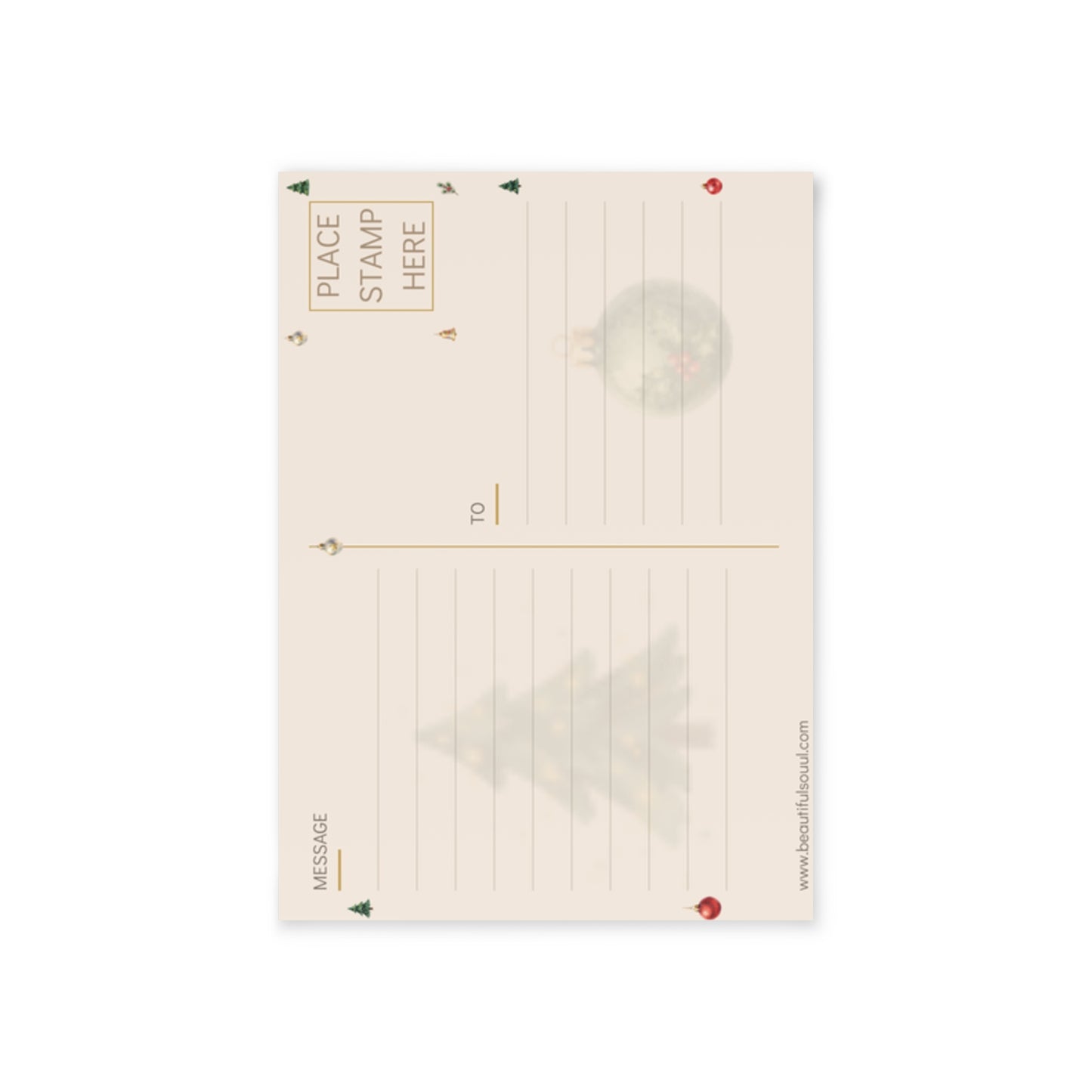Holiday Card — Merry & Bright Floral Pinecone Christmas Card (Two-Sided)