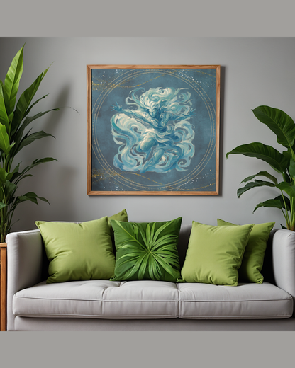 Celestial Cloud Spirit Art Print | Luxury Sky God Wall Decor, High-End Wind Elemental Digital Download PNG