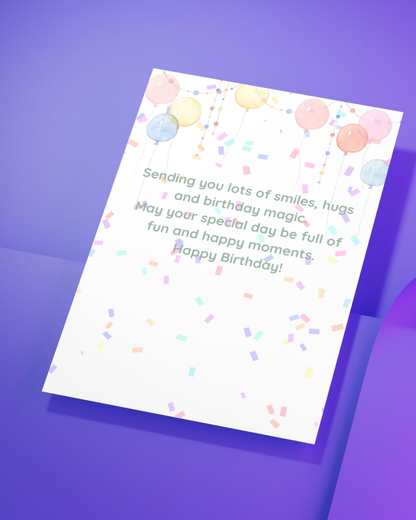 1st Birthday Card for Girl – Printable Pink Birthday Card | Instant Digital Download