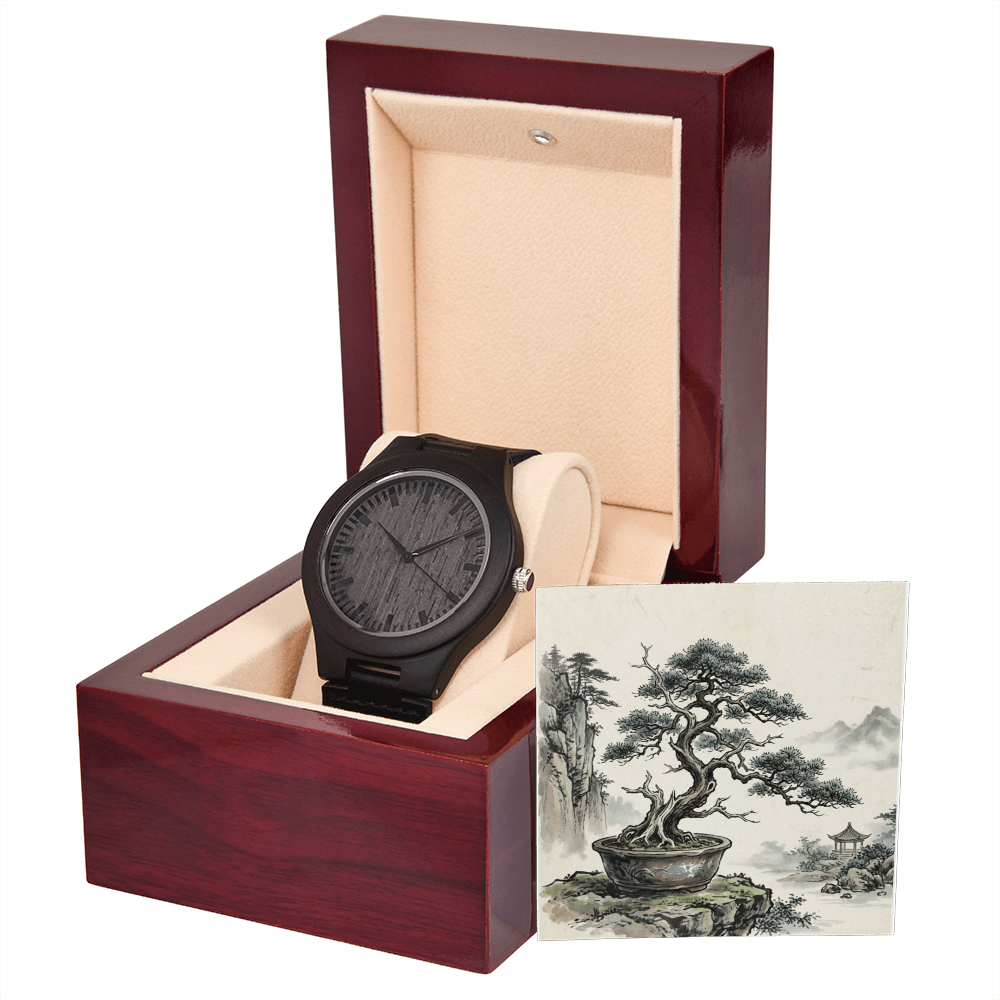Wooden Wristwatch | Minimalist Timepiece | Bonsai Art Gift for Special Occasions