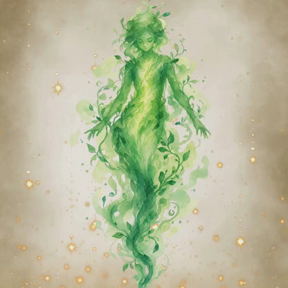 Forest Spirit Earth Goddess Art Print | Luxury Botanical Wall Decor, High-End Greenery Leaves Digital Download PNG