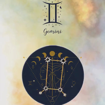 Gemini Zodiac Astrology Art Print | Luxury Pastel Amber Sign Wall Decor, High-End Celestial Constellation Digital Download PNG