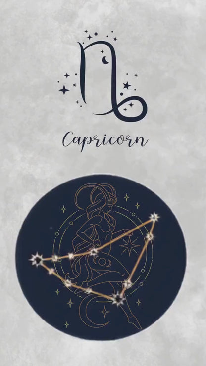 Capricorn Zodiac Astrology Art Print | Luxury Slate Grey Sign Wall Decor, High-End Celestial Constellation Digital Download PNG