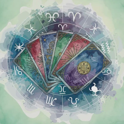 Mystical Tarot Cards Art Print | Luxury Zodiac Astrology Wall Decor, High-End Celestial Divination Digital Download PNG