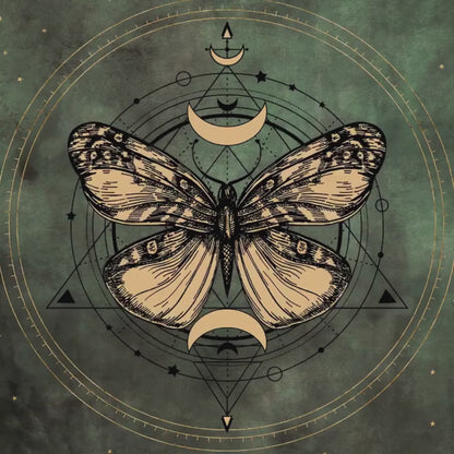 Celestial Lunar Moth Art Print | Luxury Sacred Geometry Wall Decor, High-End Witchy Moon Phases Digital Download PNG