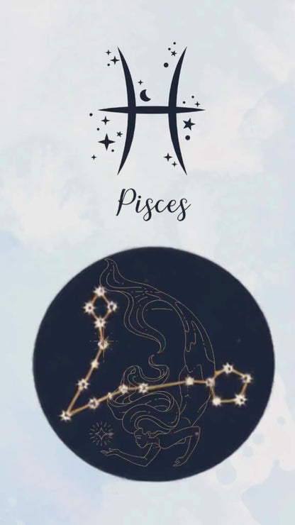 Pisces Zodiac Astrology Art Print | Luxury Sea Blue Sign Wall Decor, High-End Celestial Constellation Digital Download PNG