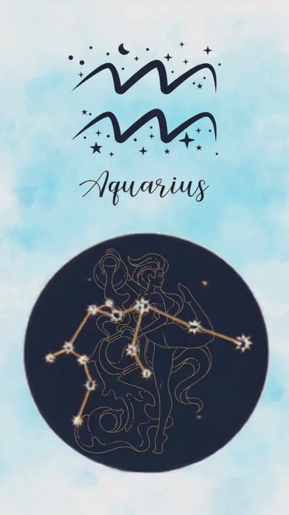 Aquarius Zodiac Astrology Art Print | Luxury Turquoise Blue Sign Wall Decor, High-End Celestial Constellation Digital Download PNG