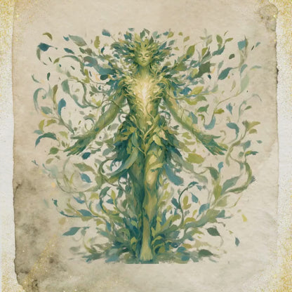 Heart of the Forest Goddess Art Print | Luxury Botanical Leaves Wall Decor, High-End Nature Spirit Digital Download PNG