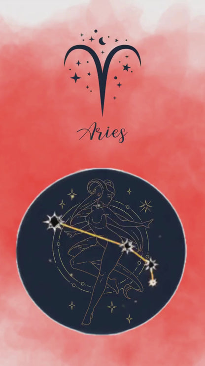Aries Zodiac Astrology Art Print | Luxury Crimson Red Sign Wall Decor, High-End Celestial Constellation Digital Download PNG