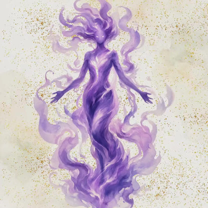 Purple Flame Goddess Art Print | Luxury Cosmic Spirit Wall Decor, High-End Amethyst Fire Digital Download PNG